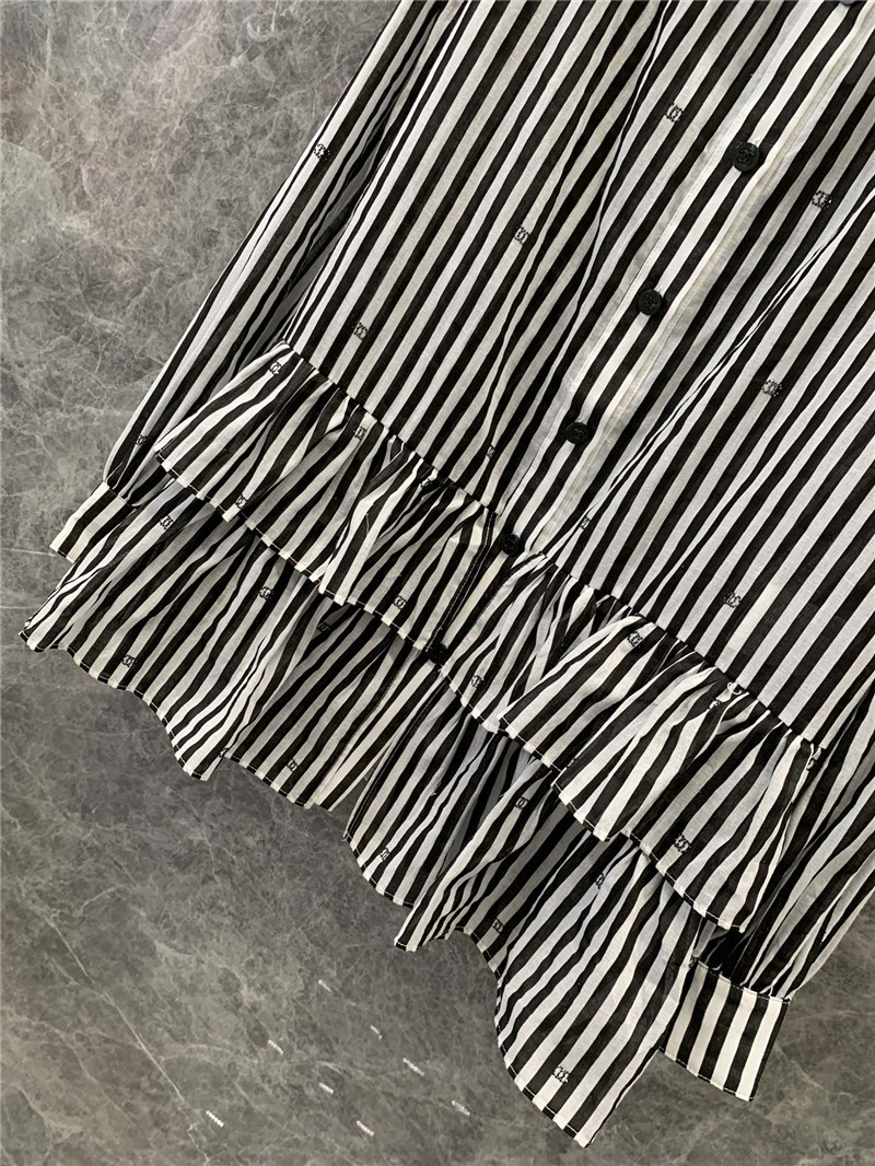 Ch**el lapel ruffle cake stripe dress replicas clothes