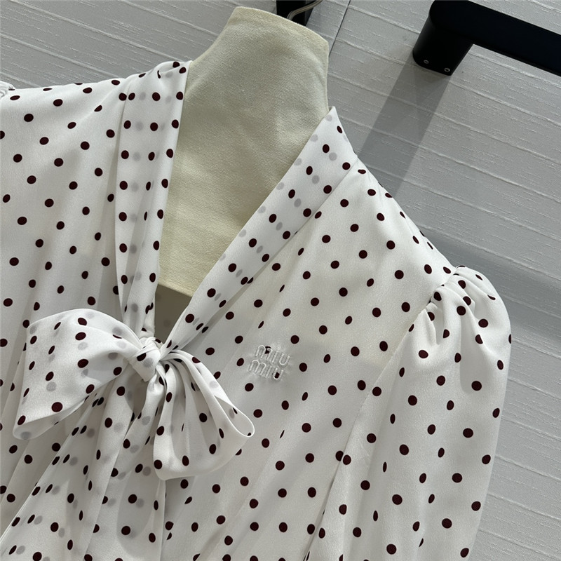 M1um1u puff sleeve silk dress replica clothing sites