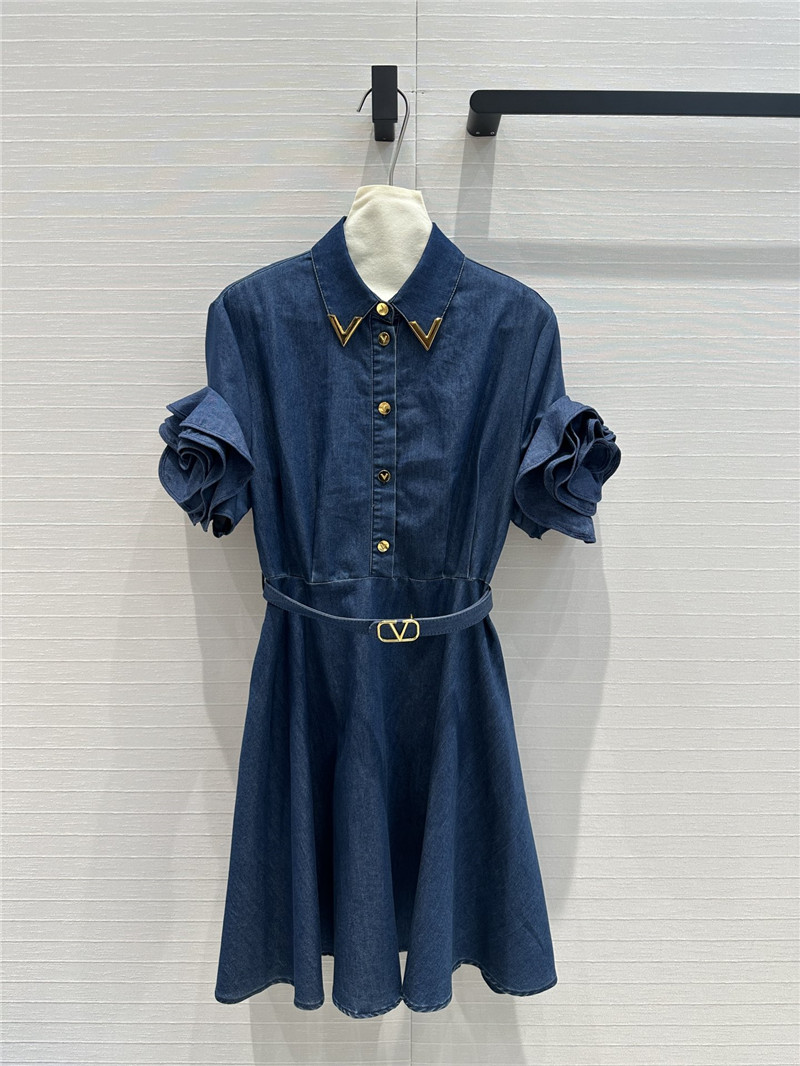 Va1e*ntin0 tencel denim dress replica clothing sites
