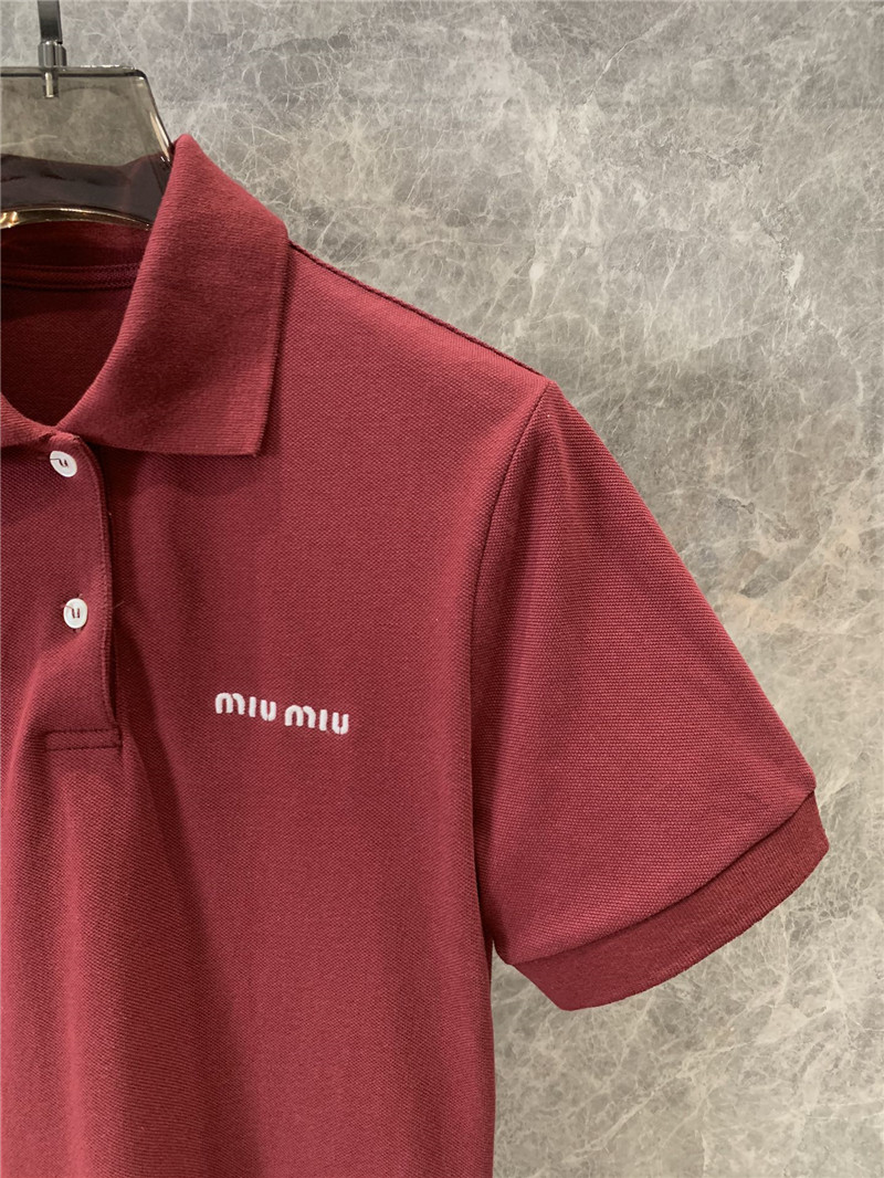 M1um1u lapel letter embroidered casual dress replica clothes