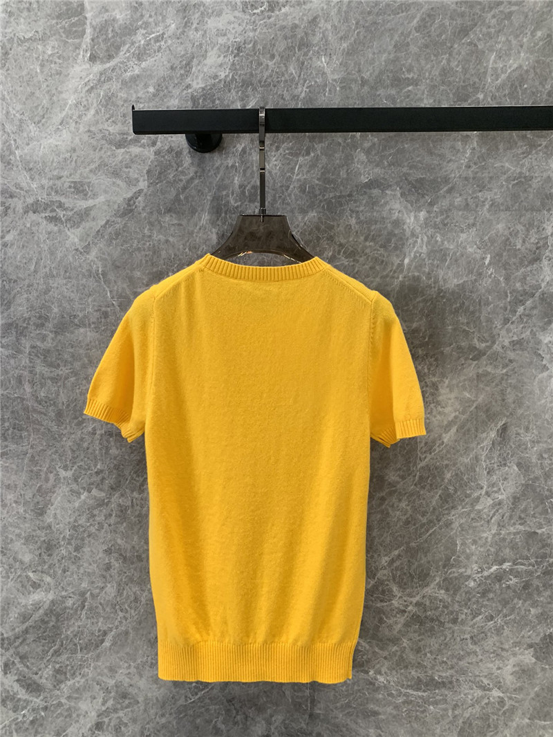M1um1u jacquard knitted short-sleeved top replicas clothes