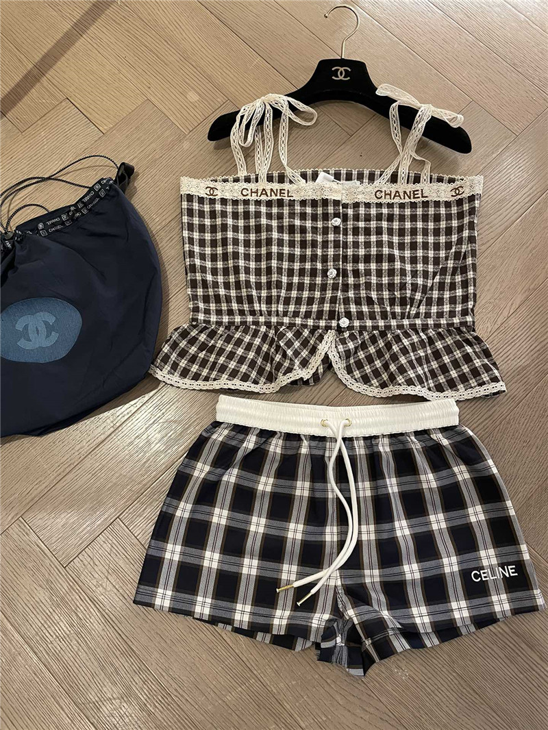 Ch**el plaid tank top replica d&g clothing