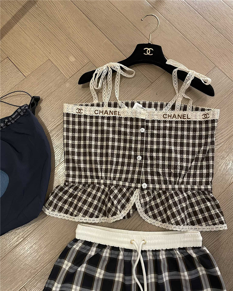 Ch**el plaid tank top replica d&g clothing