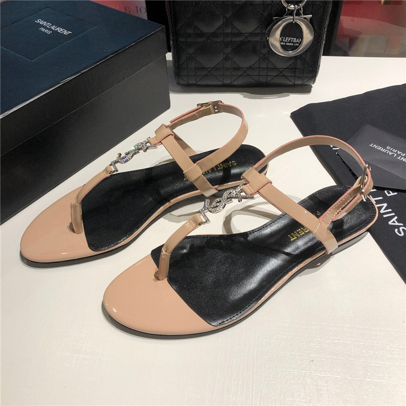 Sa1nt Lau*nt cassandra beige patent crystal metal sandals