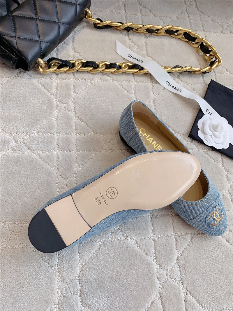 Ch**el light blue denim ballet flats