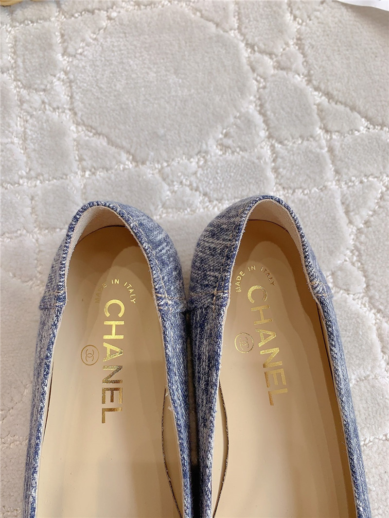 Ch**el washed denim ballet flats in navy