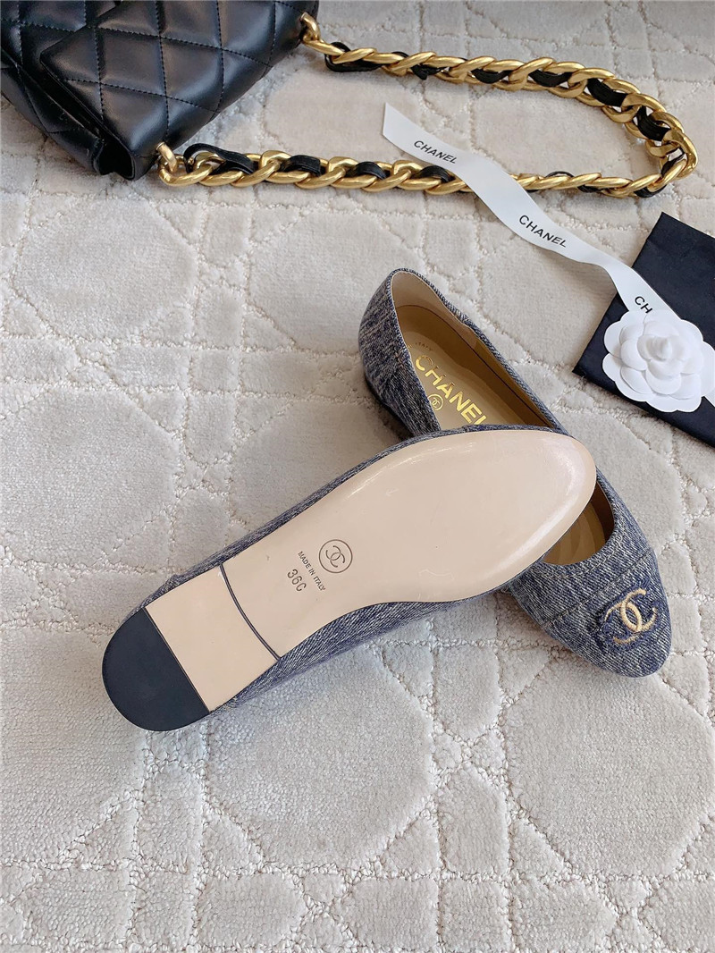 Ch**el washed denim ballet flats in navy
