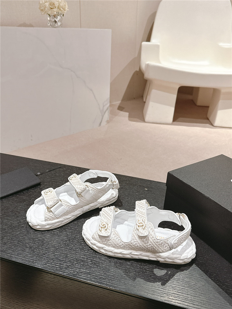 Ch**el crochet velcro straps beach sandals white