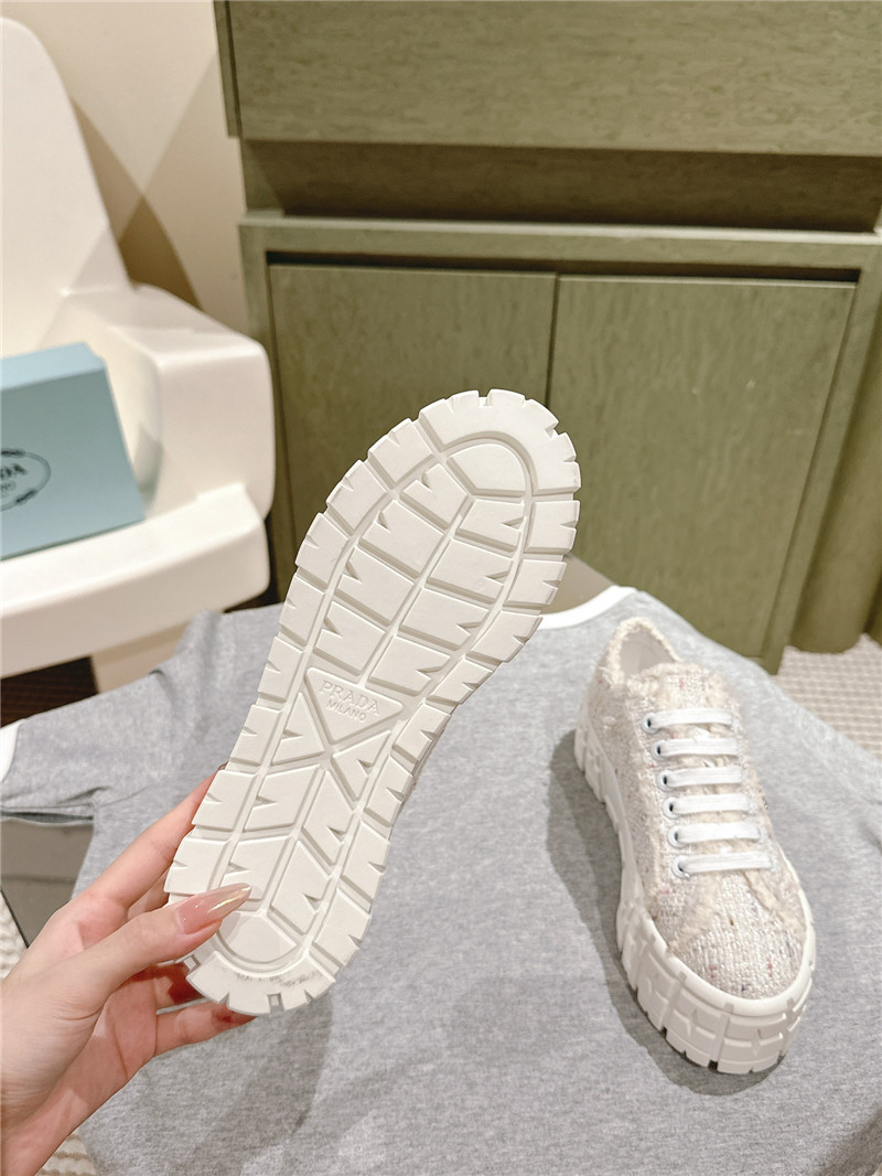 Pra*a double wheel tweed trainers in white