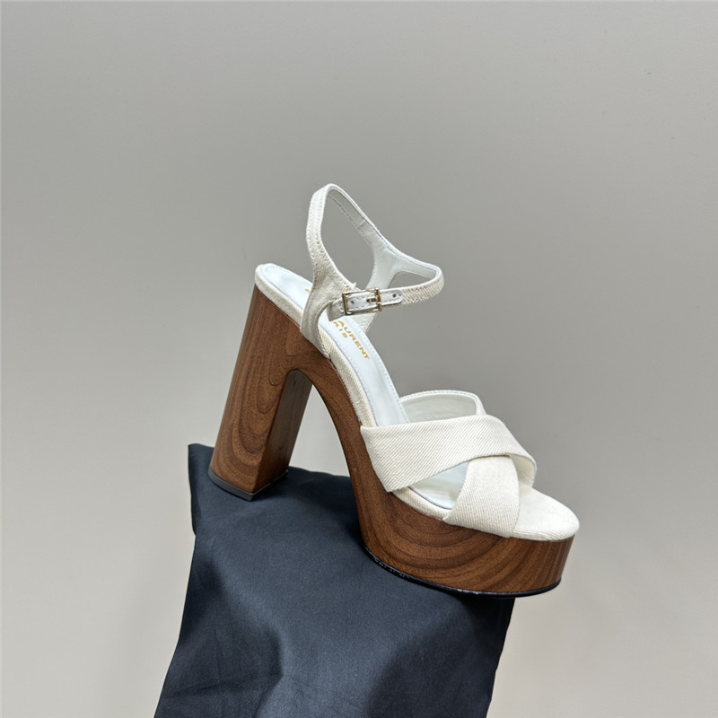 Sa1nt Lau*nt white wooden bianca platform sandals