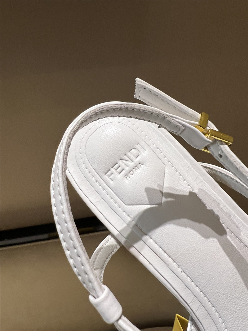 F**di ffold white leather square toe cross strap sandals