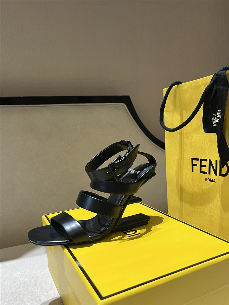 F**di first black strappy leather high-heeled sandals