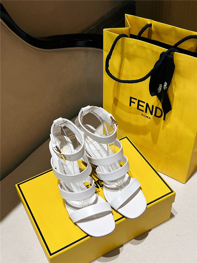 F**di first white strappy leather high-heeled sandals