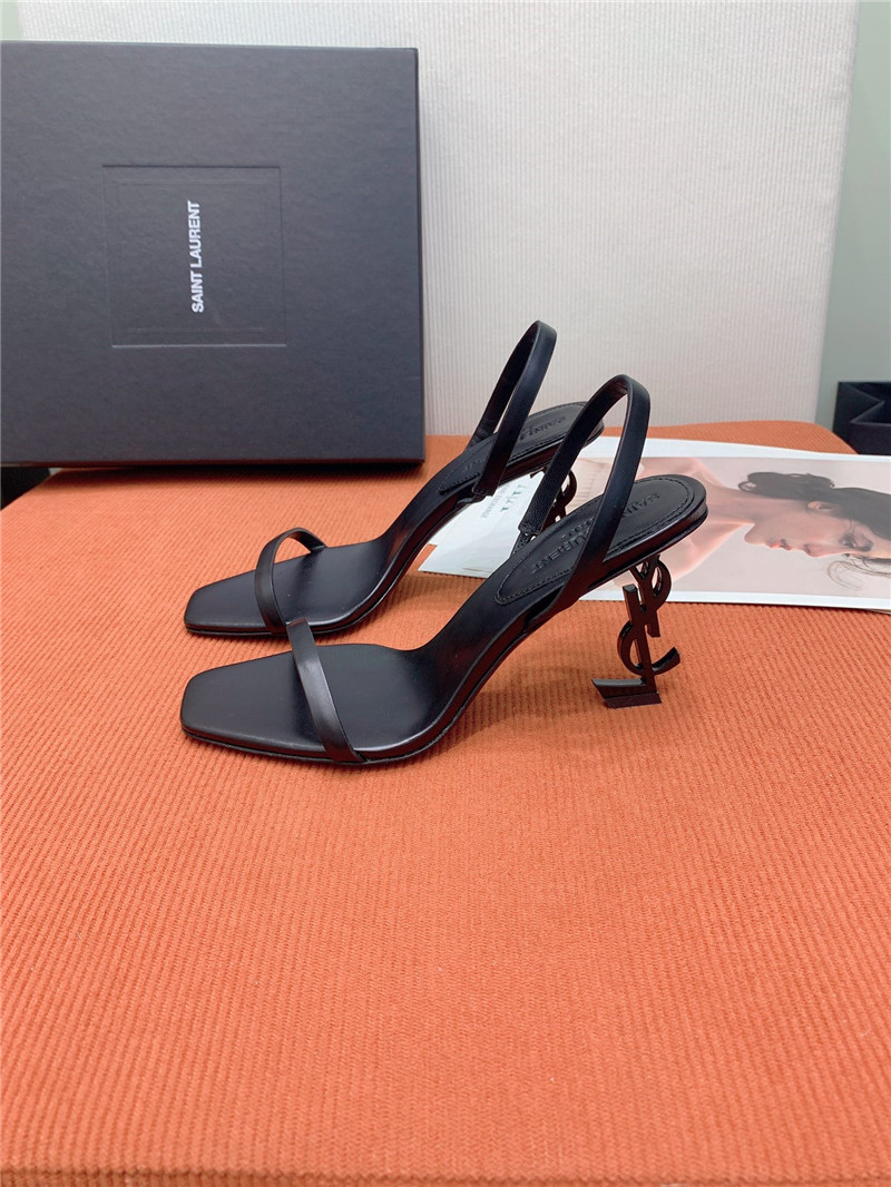 Sa1nt Lau*nt opyum slingback in black glazed leather