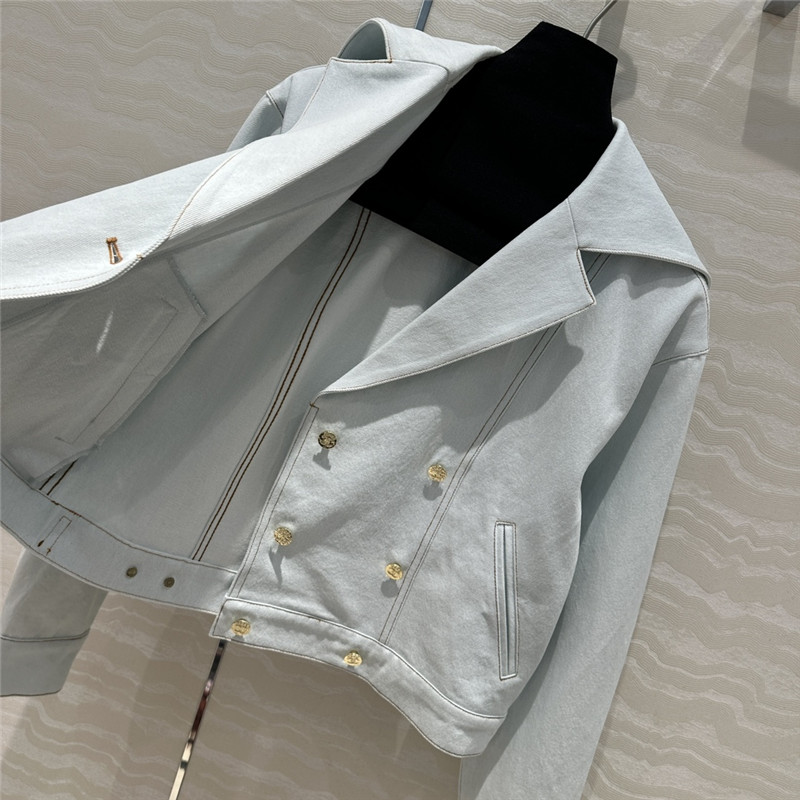 Ch**el navy collar denim jacket replica clothing sites