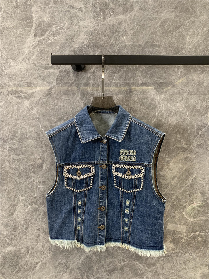 M1um1u lapel denim vest replica d&g clothing