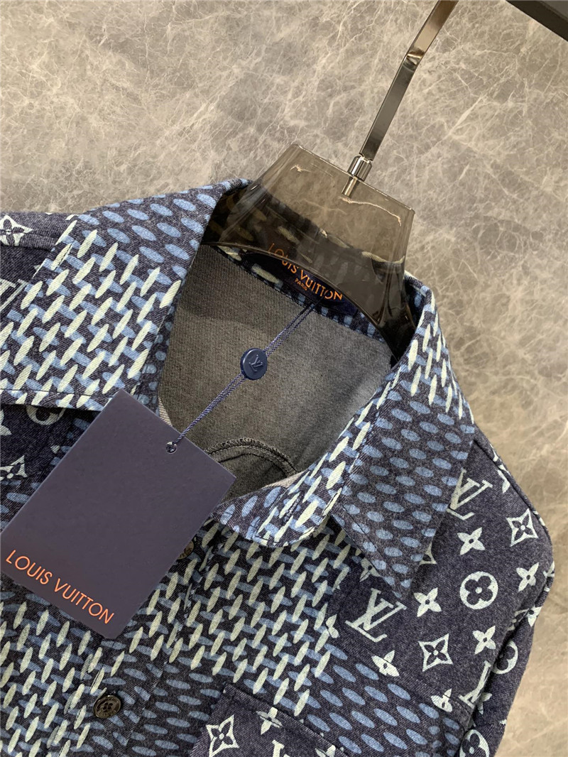 l0vis Vvtt0n lv monogram patchwork denim shirt replica clothes