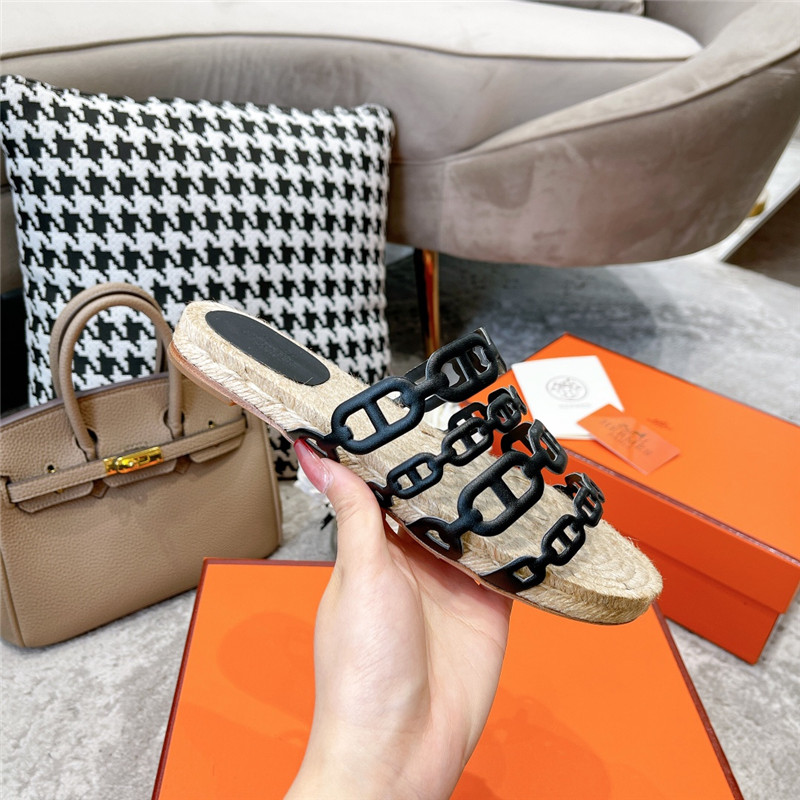 H**me5 ancone espadrille in black and netrual