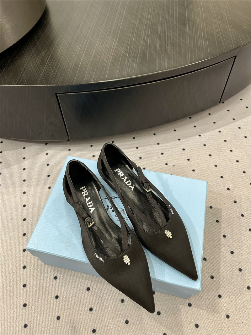 Pra*a satin cut-out ballerinas in black