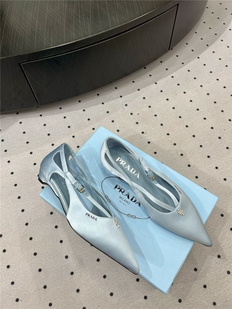 Pra*a satin cut-out ballerinas in blue