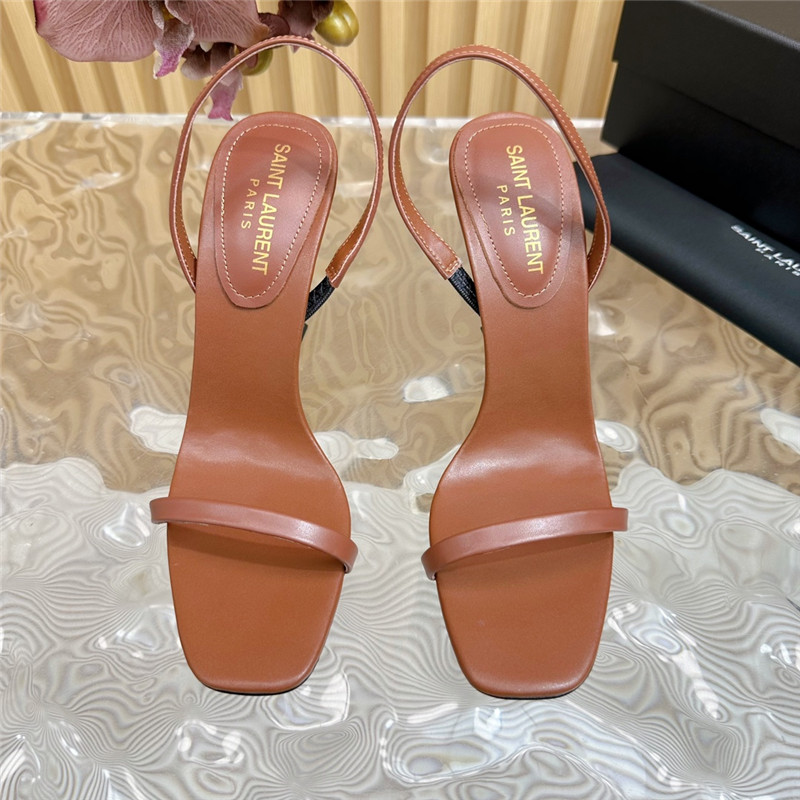 Sa1nt Lau*nt opyum slingback sandals caramel glazed leather