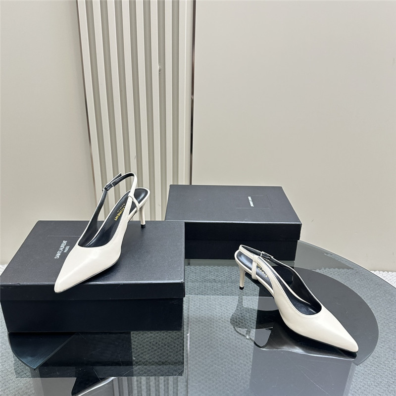 Sa1nt Lau*nt vendome slingback pumps in ivory calfskin