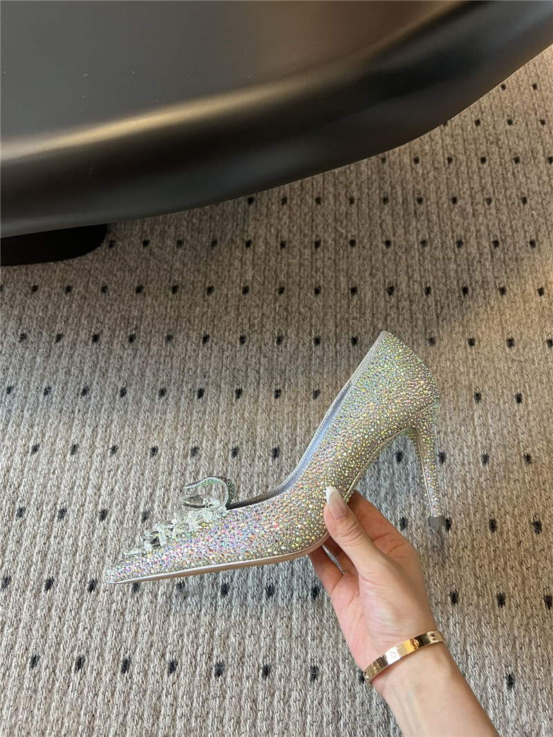 J1m*y Ch00 iridescent crystal pointed-toe pumps with he**ts