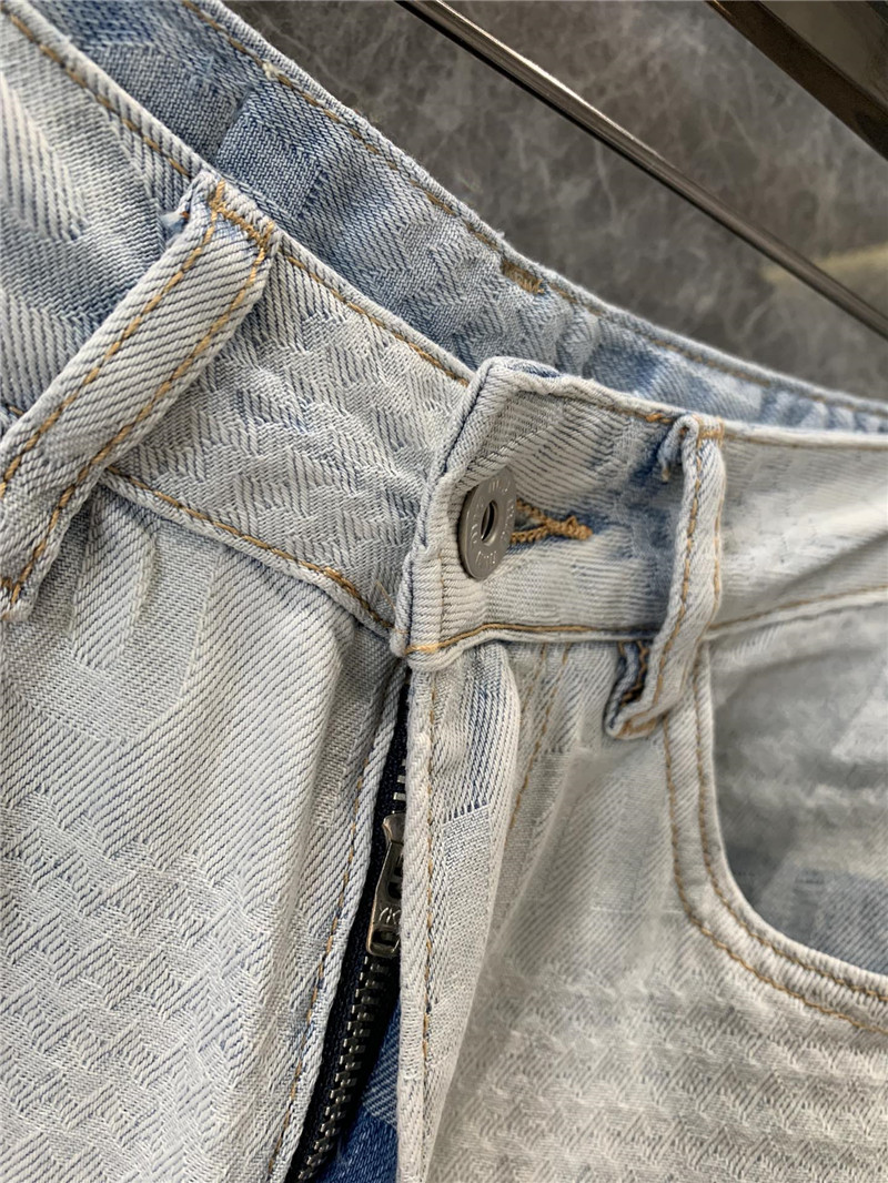 M1um1u letter jacquard ripped straight jeans replica clothes