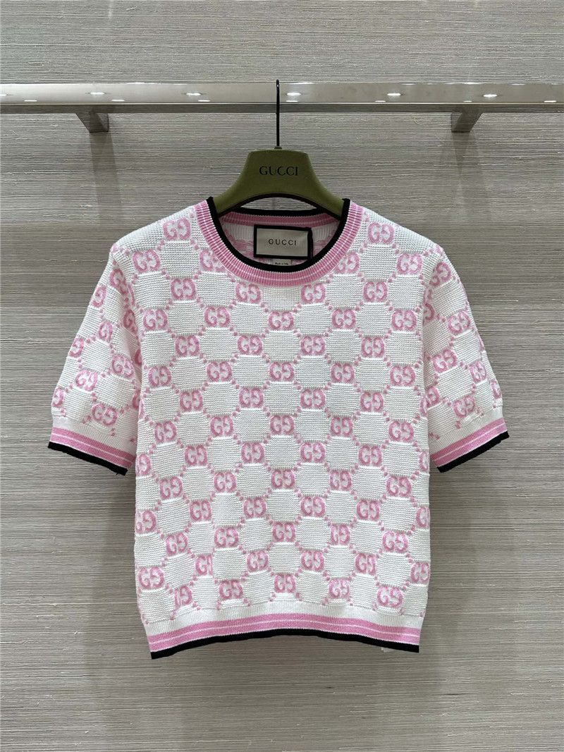 Gvc*1 all over gg knit short sleeve top replica d&g clothing