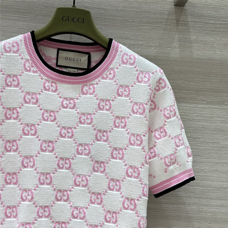Gvc*1 all over gg knit short sleeve top replica d&g clothing