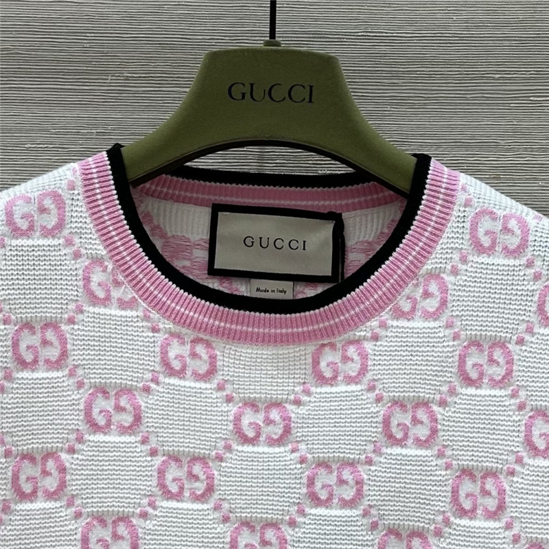 Gvc*1 all over gg knit short sleeve top replica d&g clothing