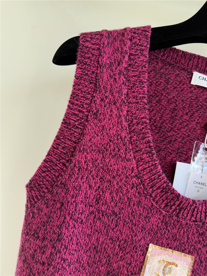 Ch**el embroidered sequined vest replica designer clothes