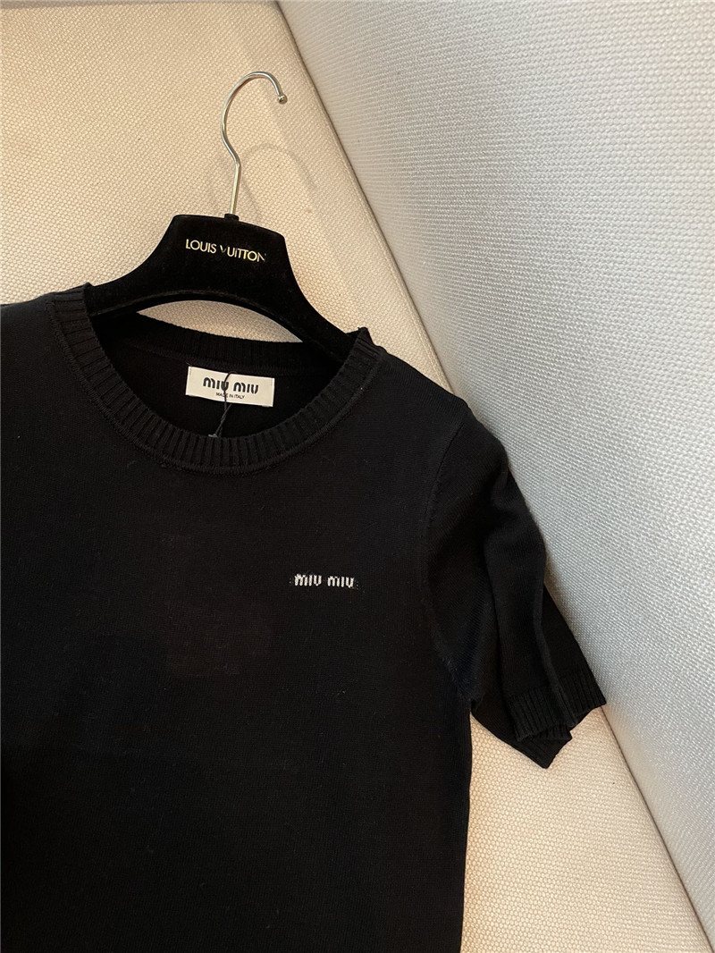 M1um1u logo short-sleeved sweater replica d&g clothing
