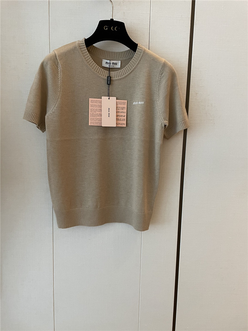 M1um1u logo short-sleeved sweater replica d&g clothing
