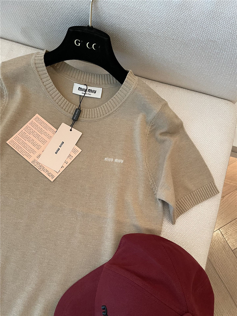M1um1u logo short-sleeved sweater replica d&g clothing