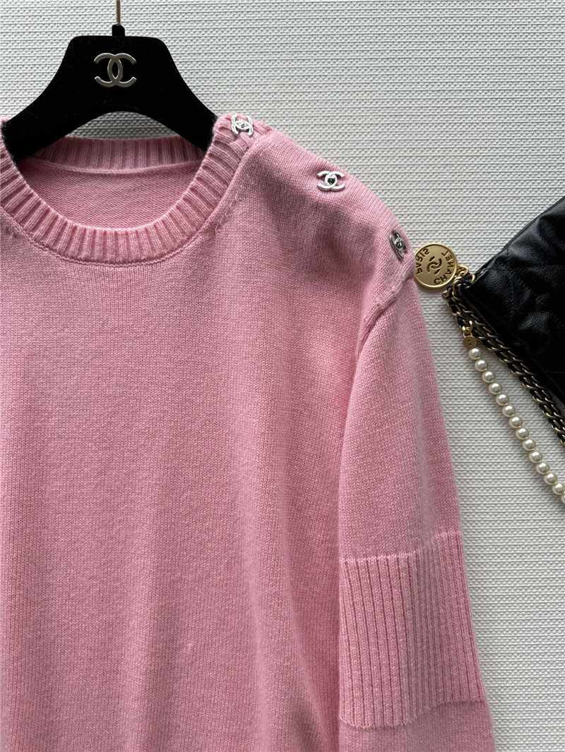 Ch**el logo shoulder button cashmere sweater replica clothing