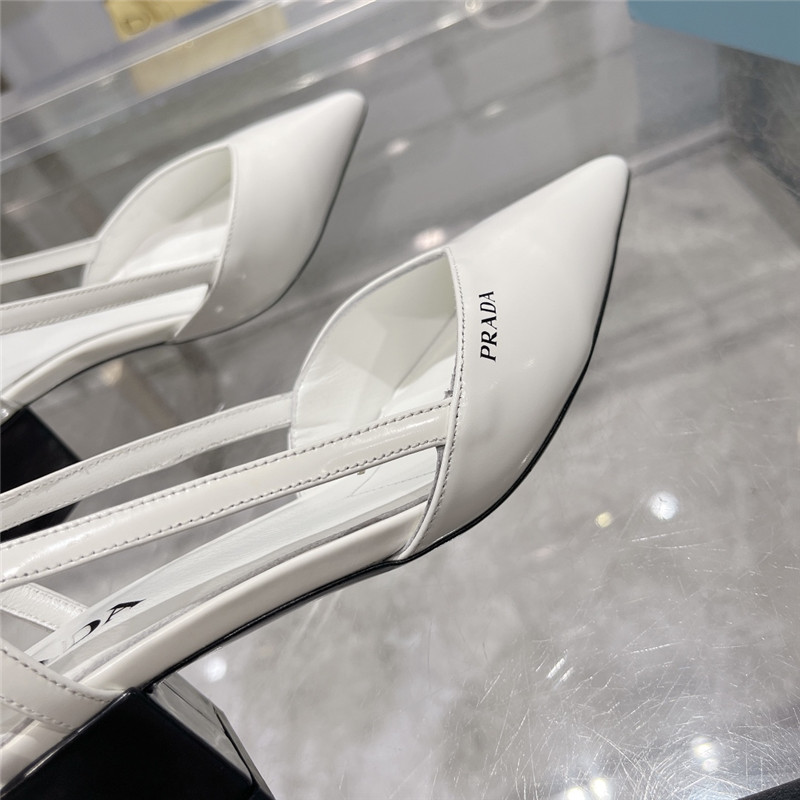 pra*a pointed toe block heel sandals Marg*e1a replica shoes