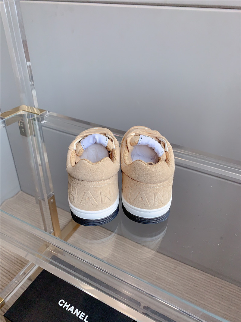 Ch**el brown calfskin lace-up sneakers