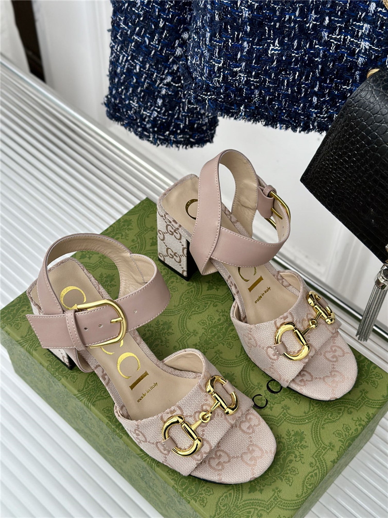 Gvc*1 horsebit sandal in neutral and nude gg canvas