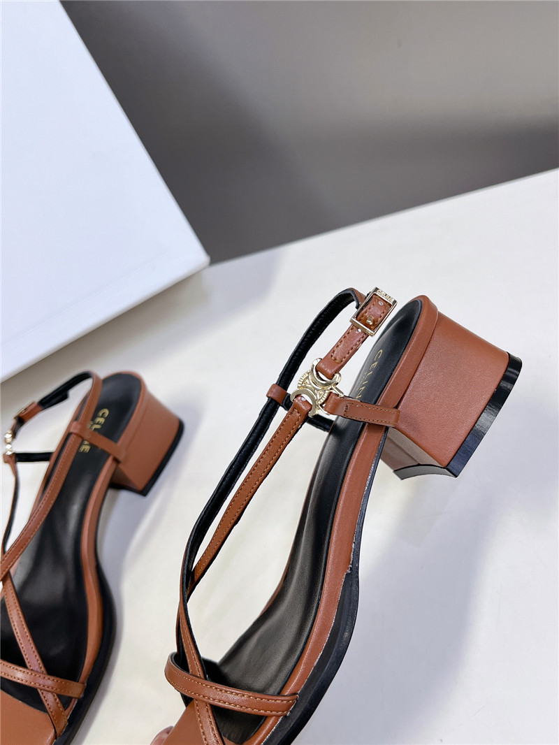Ce1i*e cuir triomphe brown lambskin flat sandals