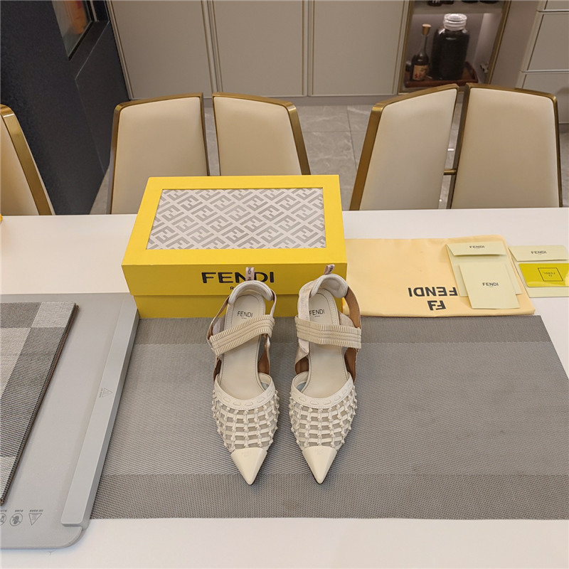 F**di mesh trim colibrì pumps in natural leather