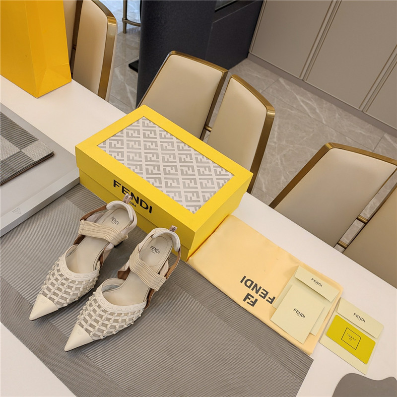 F**di mesh trim colibrì pumps in natural leather