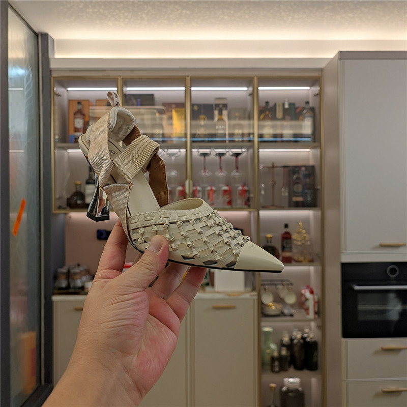 F**di mesh trim colibrì pumps in natural leather