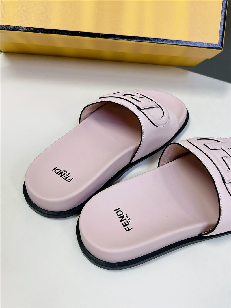 F**di ff baguette leather slides rubber pink