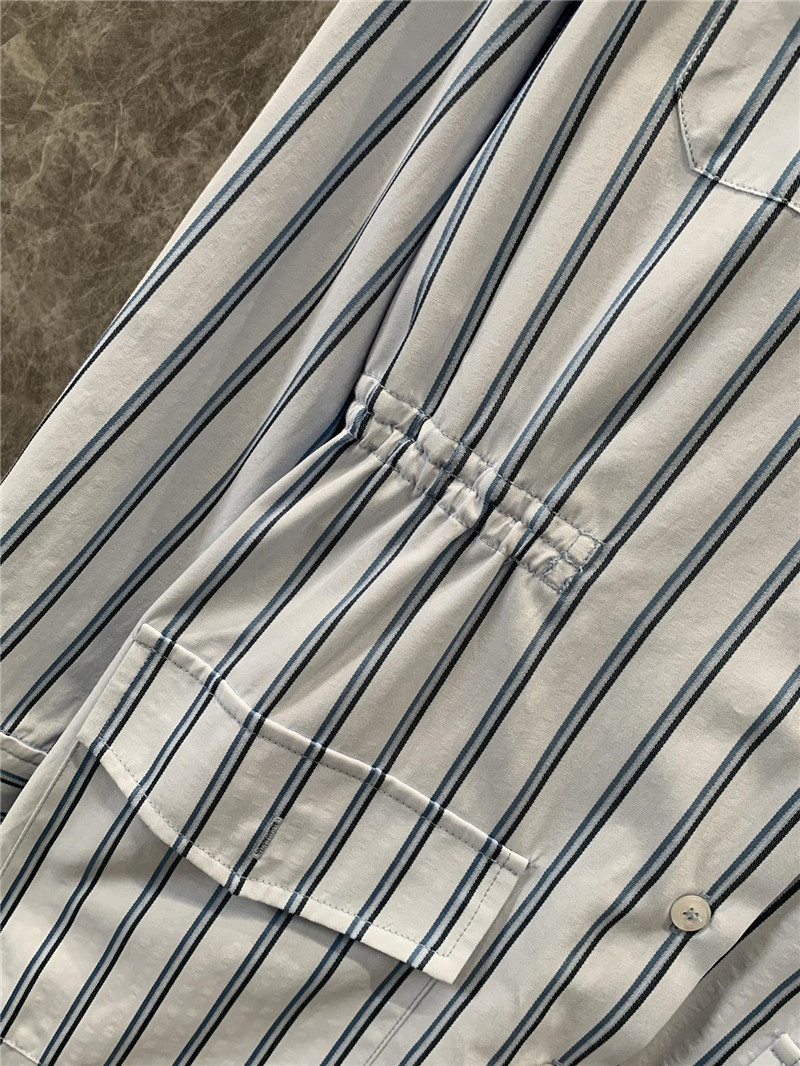 Pra*a striped multi-pocket mid-length shirt dress replicas clothes