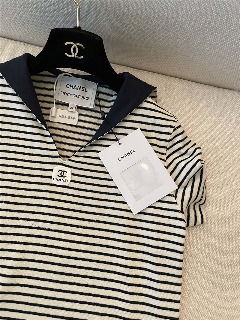 Ch**el navy striped short-sleeved replicas clothes