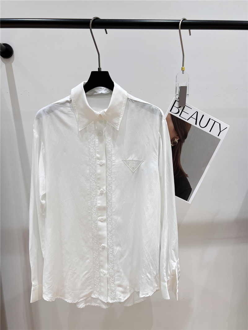 Pra*a tencel linen white shirt replica clothing sites