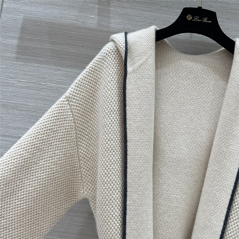 L0r0 P1ana pure cashmere curly tie coat replica clothes