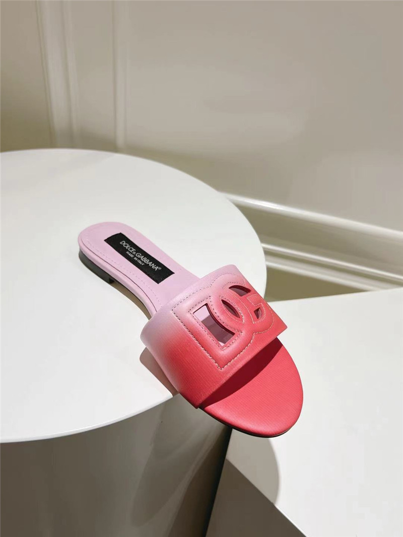 Dolce & Gabbana Ombré-Print Calfskin Sliders Pink