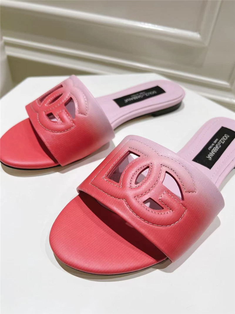 Dolce & Gabbana Ombré-Print Calfskin Sliders Pink